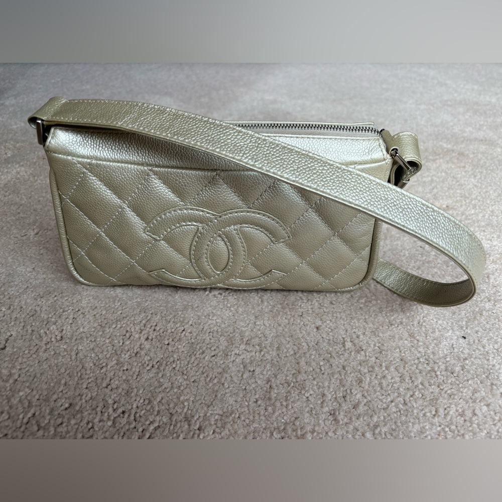 CHANEL Modern Pochette Metallic with Silver Accents